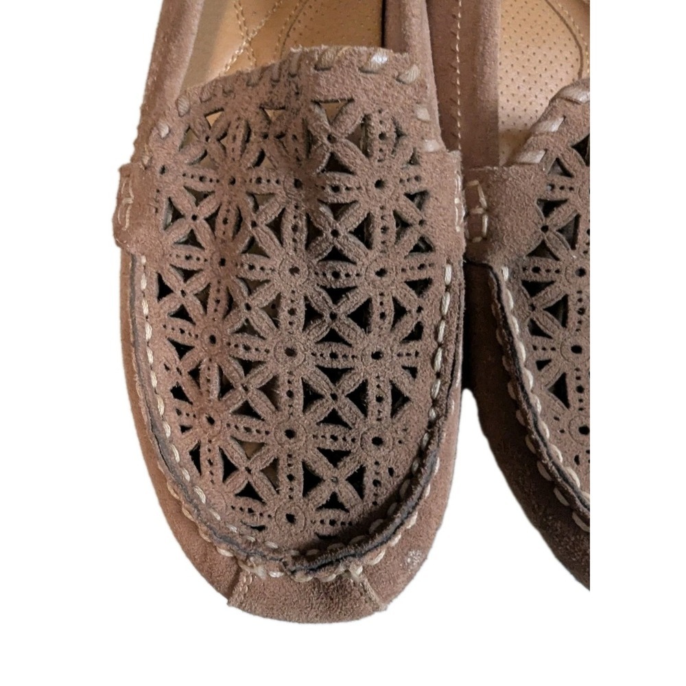 Baretraps Olanna Tan Leather Laser Cut Loafers Comfort Flats Women's Size 11M - Picture 6 of 10